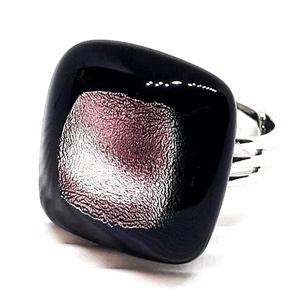 NEMESACÉL - Szirén fekete-rózsaszín dichroic üveg gyűrű, üvegékszer, Ékszer, Gyűrű, Statement gyűrű, Ékszerkészítés, Üvegművészet, MESKA