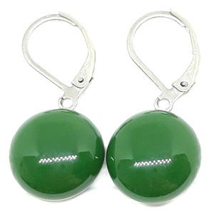 Smaragd maxi pötty franciakapcsos üveg fülbevaló NEMESACÉL alapon, üvegékszer - Meska.hu