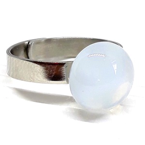 NEMESACÉL! - Holdkő fehér pötty üveg gyűrű, üvegékszer, Ékszer, Gyűrű, Statement gyűrű, Ékszerkészítés, Üvegművészet, MESKA
