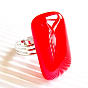 NEMESACÉL - Ferrari piros elegáns üveg gyűrű, üvegékszer, Ékszer, Gyűrű, Statement gyűrű, Ékszerkészítés, Üvegművészet, MESKA