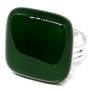 NEMESACÉL! - Sötét fenyőzöld üveg gyűrű, üvegékszer, Ékszer, Gyűrű, Statement gyűrű, Ékszerkészítés, Üvegművészet, MESKA