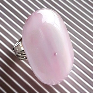 NEMESACÉL! - Mandula fátyolos rózsaszínben MAXI üveg gyűrű, üvegékszer, Ékszer, Gyűrű, Statement gyűrű, Ékszerkészítés, Üvegművészet, MESKA