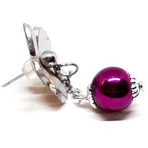 Ezüst virág pink hematit ásvány gyönggyel kitűző, NEMESACÉL, ásványgyöngy ékszer - ékszer - kitűző és bross - Meska.hu