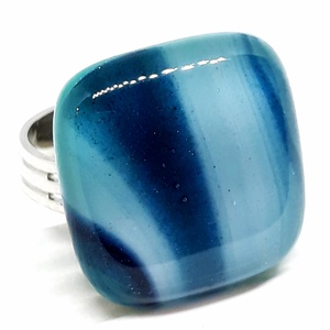 NEMESACÉL - Kék selyemcsillám üveg gyűrű, minimal, üvegékszer, Ékszer, Gyűrű, Statement gyűrű, Ékszerkészítés, Üvegművészet, MESKA