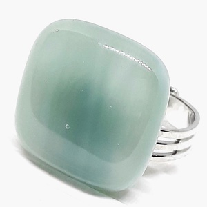 NEMESACÉL - Derűs alkonyat selymes szürke üveg gyűrű, üvegékszer - ékszer - gyűrű - statement gyűrű - Meska.hu