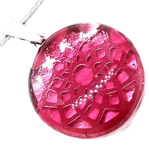 NEMESACÉL! Életvirág mandala málnában üveg medál és pötty fülbevaló, üvegékszer szett - ékszer - ékszerszett - Meska.hu