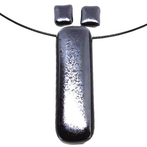 NEMESACÉL - Ezüst szürke metál fény elegáns üveg medál, nyaklánc, üvegékszer - ékszer - nyaklánc - medálos nyaklánc - Meska.hu