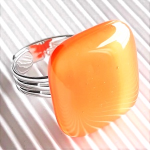 NEMESACÉL! - Selymes mandarin üveg gyűrű, üvegékszer - ékszer - gyűrű - statement gyűrű - Meska.hu
