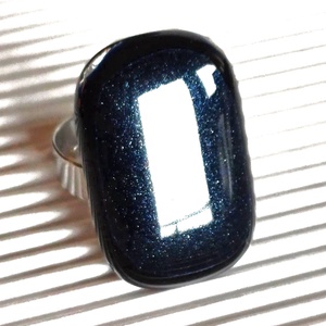 NEMESACÉL - Jégkristály csillám sötétkék elegáns üveg gyűrű, üvegékszer - ékszer - gyűrű - statement gyűrű - Meska.hu