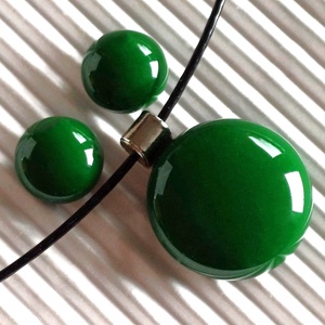 NEMESACÉL - Smaragd zöld pötty üveg nyaklánc és fülbevaló, üvegékszer szett, Ékszer, Ékszerszett, Ékszerkészítés, Üvegművészet, MESKA