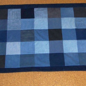 Puha falvédő, szőnyeg, kék és szürke farmer patchwork, bevezető áron -  - Meska.hu