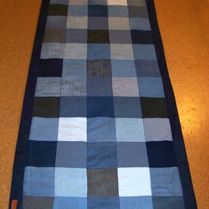 Puha falvédő, szőnyeg, kék és szürke farmer patchwork, bevezető áron -  - Meska.hu