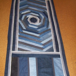 Jeans falvédő, farmer patchwork, nyolcszöges, új, egyedi, kézműves termék, bevezető áron - otthon & életmód - lakástextil - Meska.hu
