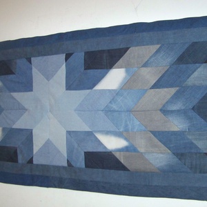 Falvédő, szőnyeg: farmer csillag patchwork, kék � szürke, új, egyedi, kézműves termék, NoWaste - otthon & életmód - lakástextil - falvédő - Meska.hu