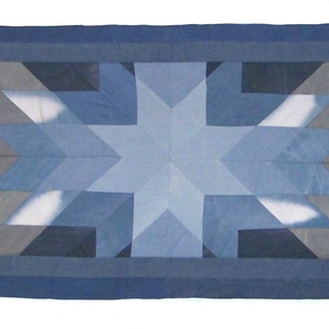 Falvédő, szőnyeg: farmer csillag patchwork, kék � szürke, új, egyedi, kézműves termék, NoWaste - otthon & életmód - lakástextil - falvédő - Meska.hu