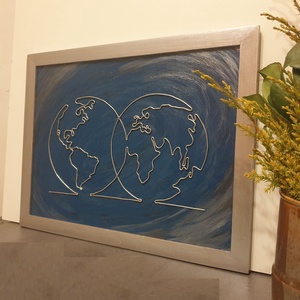 My World: drótkép, fa keretben, új, egyedi, kézműves termék - otthon & életmód - dekoráció - kép & falikép - 3d képek - Meska.hu