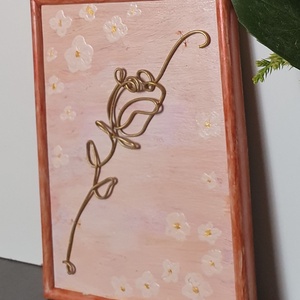 Rózsa: fémkép, huzalkép, új, egyedi, kézműves termék, ajándéknak is - otthon & életmód - dekoráció - kép & falikép - 3d képek - Meska.hu