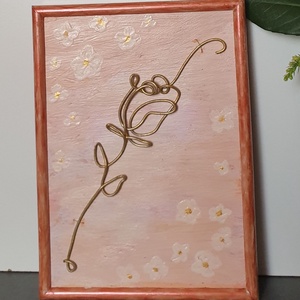 Rózsa: fémkép, huzalkép, új, egyedi, kézműves termék, ajándéknak is - otthon & életmód - dekoráció - kép & falikép - 3d képek - Meska.hu