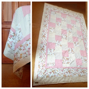 Vintage: patchwork ágytakaró, puha takaró, ajándék párnahuzattal, új, egyedi, kézműves termék - otthon & életmód - lakástextil - ágytakaró - Meska.hu