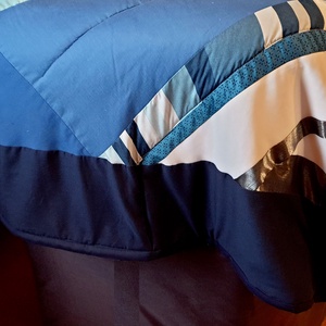 Ágytakaró franciaágyra, 2 db ajándék párnahuzattal. Csillagfény: ezüst  türkiz  kék patchwork. Új, egyedi, kézműves - otthon & életmód - lakástextil - ágytakaró - Meska.hu