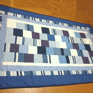 The Sea: ágytakaró, kék - fehér patchwork. Új, egyedi, kézműves termék  , Otthon & Életmód, Lakástextil, Ágytakaró, Patchwork, foltvarrás, Varrás, MESKA