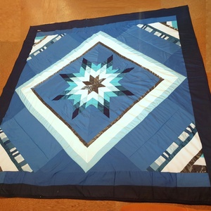 Ágytakaró franciaágyra, 2 db ajándék párnahuzattal. Csillagfény: ezüst  türkiz  kék patchwork. Új, egyedi, kézműves, Otthon & Életmód, Lakástextil, Ágytakaró, Patchwork, foltvarrás, Varrás, MESKA