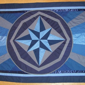 Kék csillag: ágytakaró, kék-szürke patchwork, új, egyedi kézműves termék, ajándéknak is - otthon & életmód - lakástextil - ágytakaró - Meska.hu