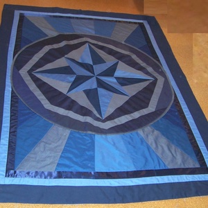Kék csillag: ágytakaró, kék-szürke patchwork, új, egyedi kézműves termék, ajándéknak is - otthon & életmód - lakástextil - ágytakaró - Meska.hu