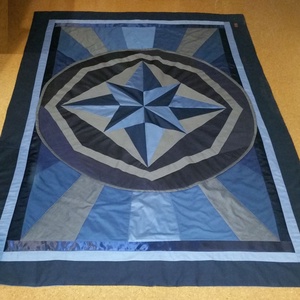 Kék csillag: ágytakaró, kék-szürke patchwork, új, egyedi kézműves termék, ajándéknak is - Meska.hu