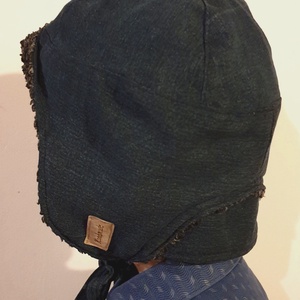 Férfi, fiú sapka. Bélelt farmer, puha és meleg. 62 cm. Upcycling, NoWaste. Új, egyedi tervezésű kézműves termék - ruha & divat - sál, sapka, kendő - sapka - Meska.hu