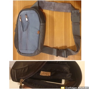 Kis hátizsák, crosstáska, övtáska, sling bag, férfiaknak. Kék és szürke, valódi bőr, vízzáró, tabletnek is. Egyedi,  - táska & tok - hátizsák - kishátizsák - Meska.hu