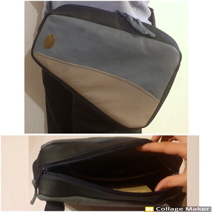Kis hátizsák, crosstáska, övtáska, sling bag, nőknek. Kék és szürke, valódi bőr, vízzáró, tabletnek is. Egyedi, kézműves - táska & tok - hátizsák - kishátizsák - Meska.hu