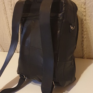 Hátizsák, valódi bőr patchwork, laptopnak is. Fekete. Egyedi, kézműves termék - táska & tok - laptoptáska, laptop hátizsák - Meska.hu