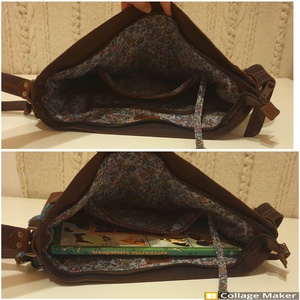 Válltáska, puha valódi bőr. Barna és szürkéskék, egyedi díszítéssel. Új, kézműves termék. Ajándéknak is - táska & tok - kézitáska & válltáska - válltáska - Meska.hu