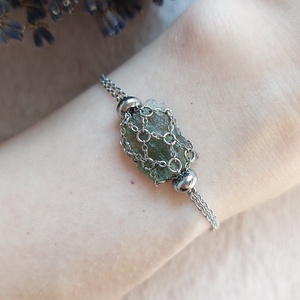 Üres nemesacél Ásvány Szütyő karkötő (ásvány nélkül) 0-s méret 14-17 cm csuklóra - ékszer - karkötő - lánc karkötő - Meska.hu