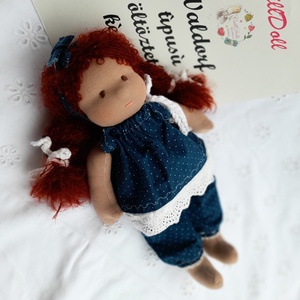 Copfos cuki Waldorf típusú baba pettyes ruhácskában - Meska.hu