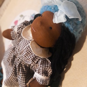 Waldorf típusú baba kockás ruhában - játék & sport - baba & babaház - öltöztethető baba - Meska.hu