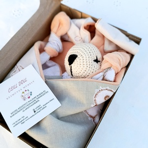 Gyönyörű pihe puha Babaköszöntő ajándék szett   - baba - mama - babalátogató ajándékcsomag - Meska.hu
