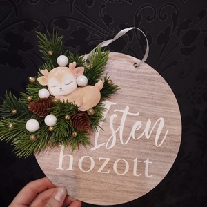 Őzikés ajtódísz élethű fenyővel - Meska.hu