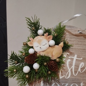 Őzikés ajtódísz élethű fenyővel - karácsony - adventi díszek - adventi ajtódísz - Meska.hu