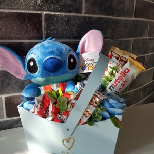 AKCIÓS!Stitch plüssös Kinder édesség táska, Élelmiszer, Gasztro ajándékcsomag, , MESKA