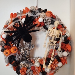 Pókos csontvázas Halloween ajtódísz, Otthon & Életmód, Dekoráció, Halloween, Halloweeni ajtódíszek és ablakdíszek, , MESKA