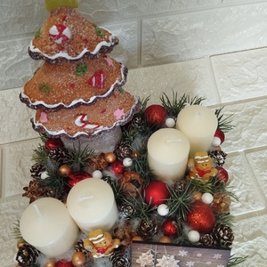 Mézeskalács fa, fa tálcás advanti asztaldísz - karácsony - adventi díszek - adventi koszorú - Meska.hu