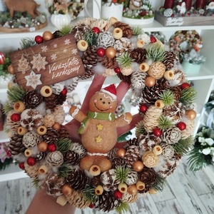 Mézi figurás ajtódísz, 24 cm  - karácsony - adventi díszek - adventi ajtódísz - Meska.hu