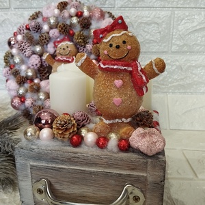 Mézi kislány szett, mályva, púder, piros - karácsony - adventi díszek - adventi asztaldísz - Meska.hu