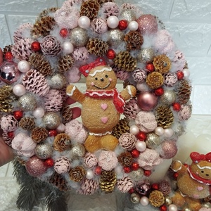 Mézi kislány szett, mályva, púder, piros - karácsony - adventi díszek - adventi asztaldísz - Meska.hu