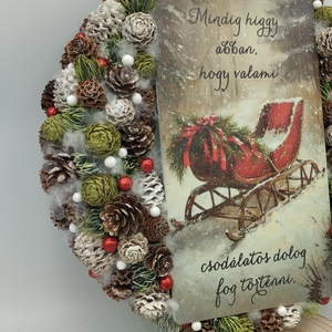 Feliratos szános táblás 29cm ajtódísz AKCIÓS - karácsony - adventi díszek - adventi ajtódísz - Meska.hu