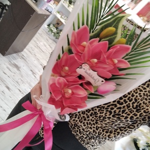 Pink orchideás csokor - otthon & életmód - virágdekoráció - virágok - virágcsokor - Meska.hu