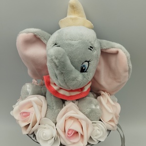 Dumbo plüssös szürke-púder csokor - otthon & életmód - virágdekoráció - virágok - virágcsokor - Meska.hu