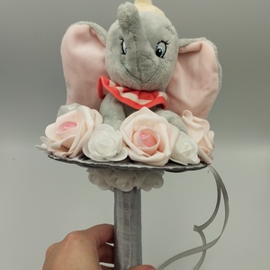 Dumbo plüssös szürke-púder csokor - otthon & életmód - virágdekoráció - virágok - virágcsokor - Meska.hu